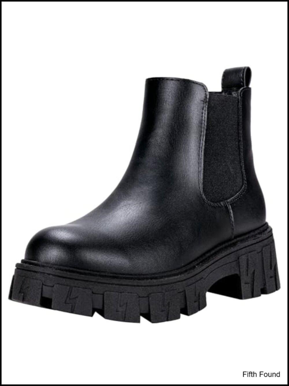 Women's Chunky Platform Chelsea Combat Ankle Boots Faux Leather Lug Sole